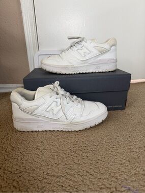 New Balance White Leather Low-Top Sneakers 8